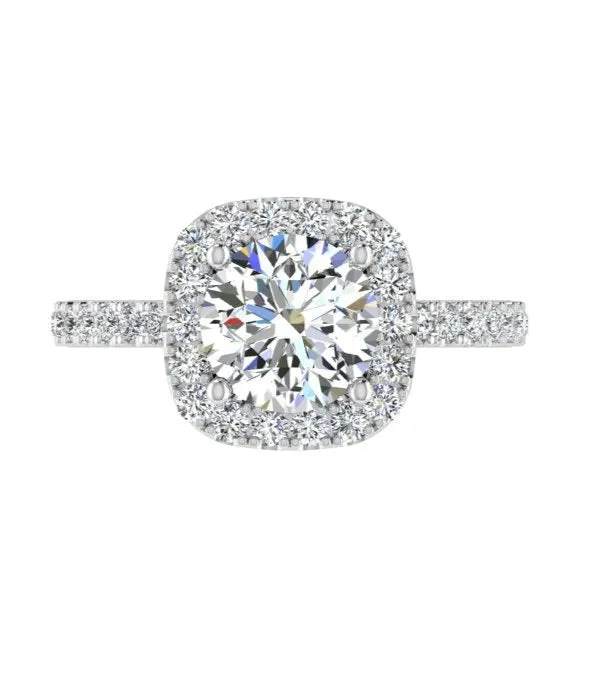 Cushion Halo Diamond Engagement Ring