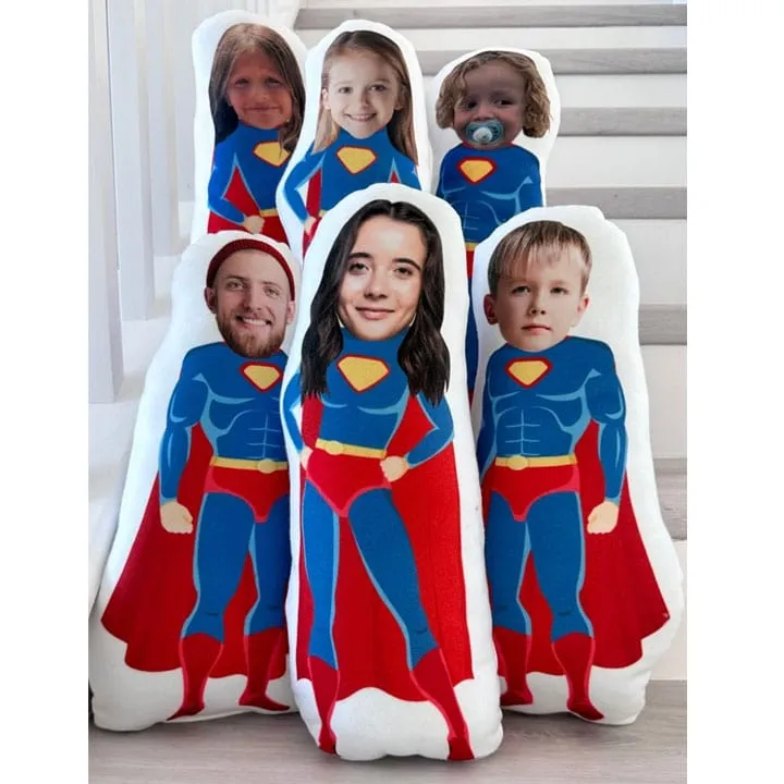 Custom 3D Superhero Your Photo Face Pillow | Super Fun Your Face Pillow Doll