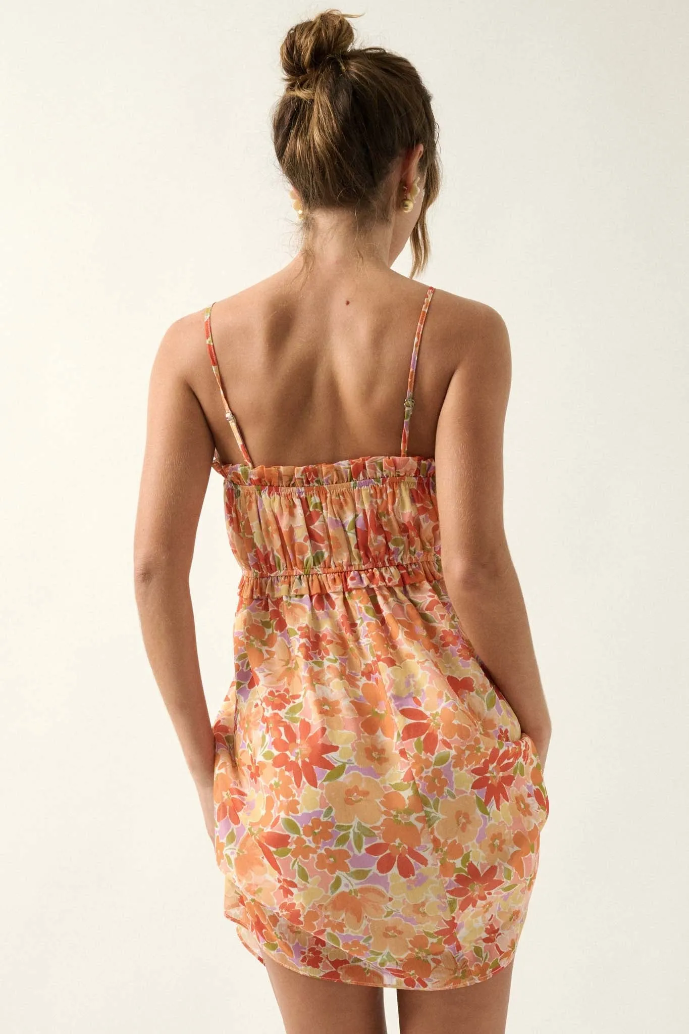 Darling Clementine Floral Chiffon Mini Sundress