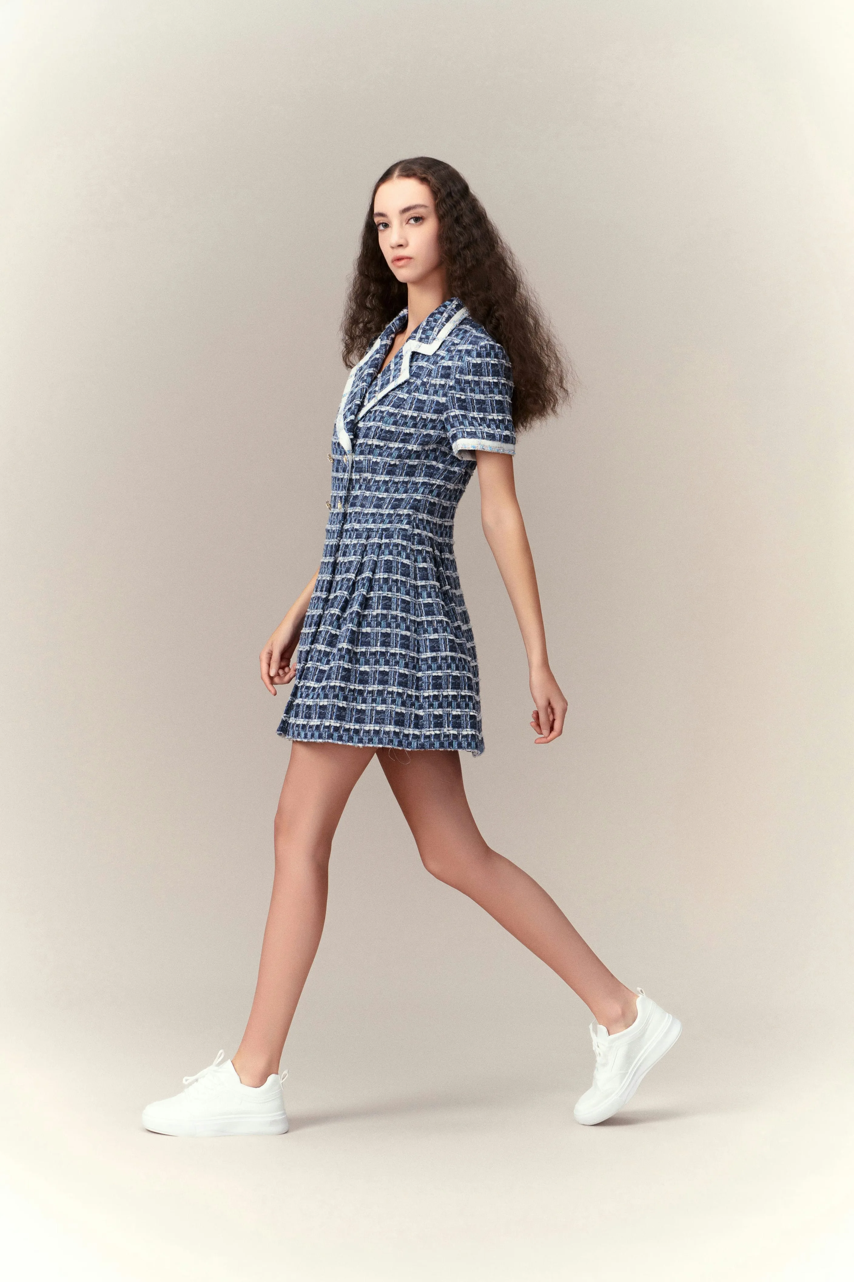 Double-breasted Geometric Lapel Dress