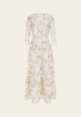 Embellished Abstract Pattern Embroidered Mesh Dress