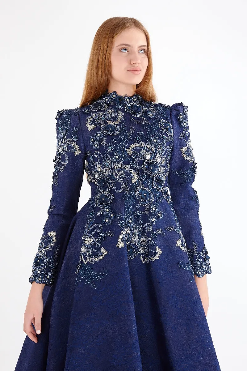F&S Flower Gown Navy Blue