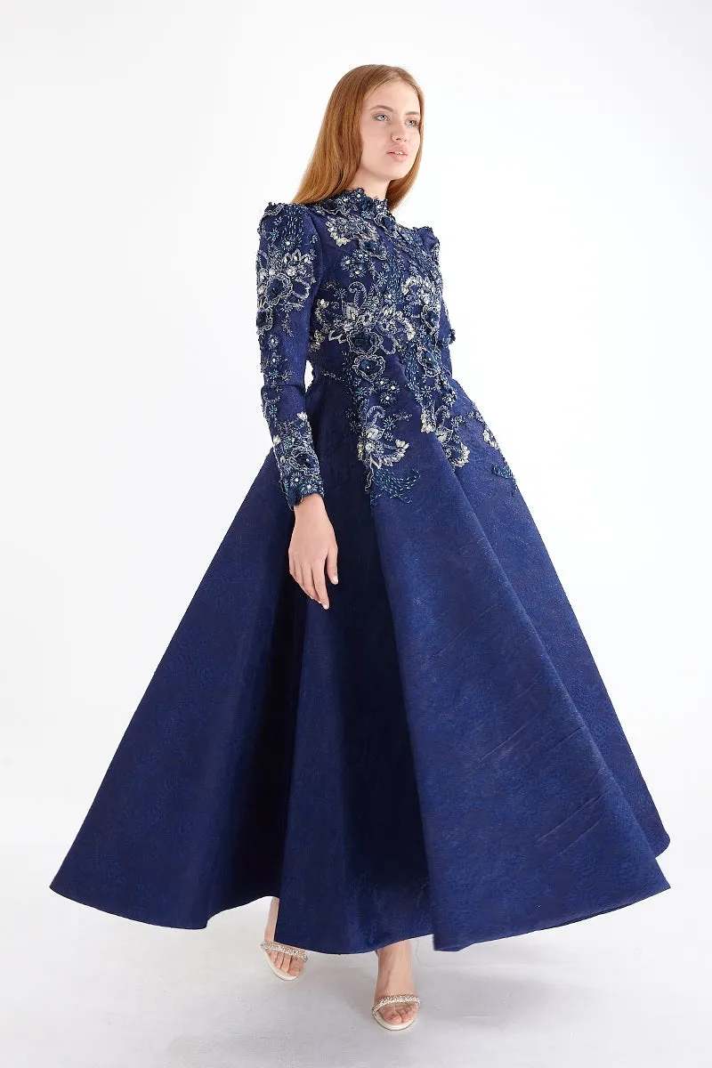 F&S Flower Gown Navy Blue