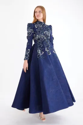 F&S Flower Gown Navy Blue