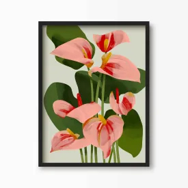 Flamingo Flowers Print