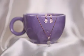 Floral hexagon rose gold pendant set