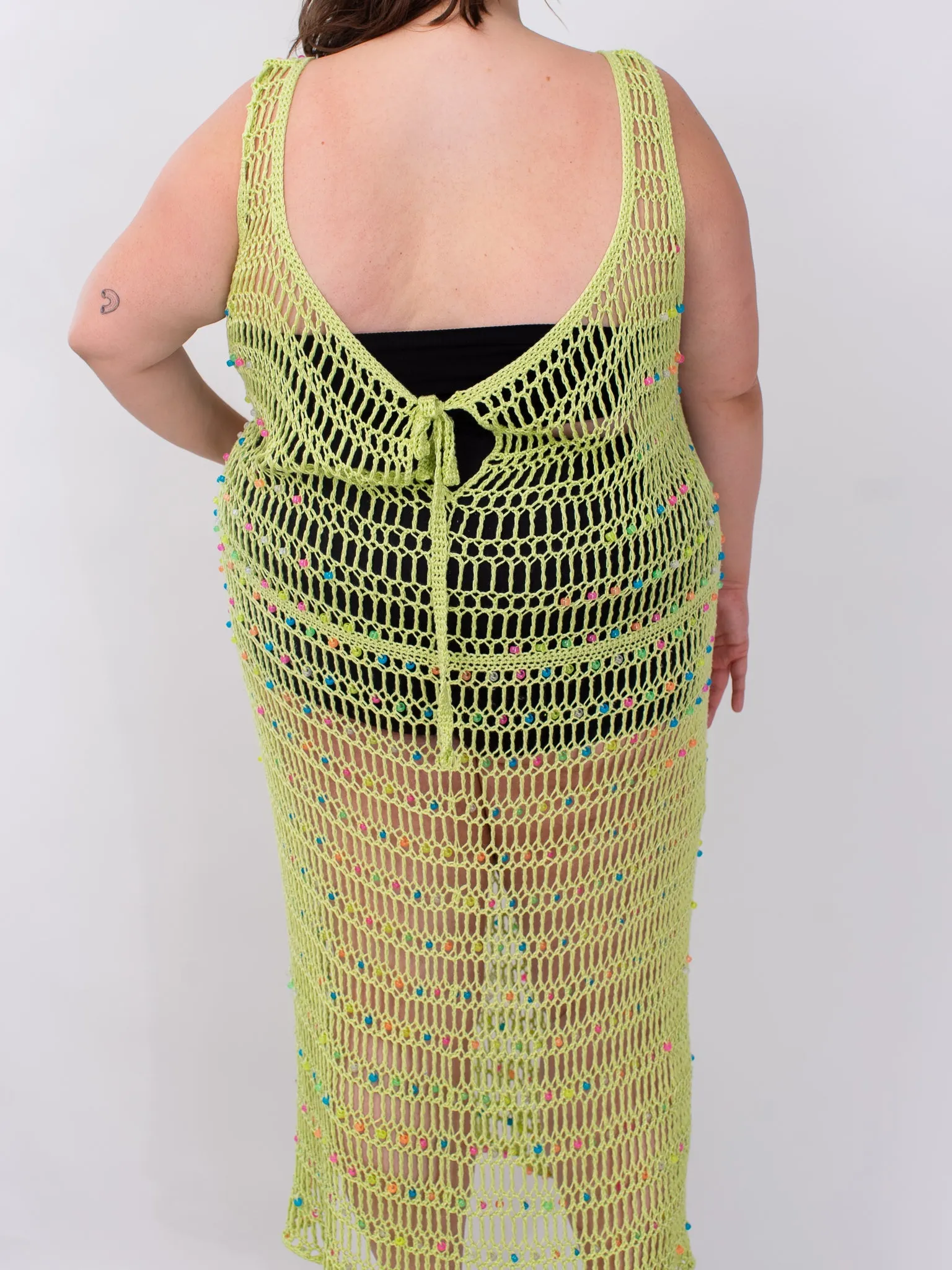 Flower Boy Ted - Green Beaded Crochet Dress