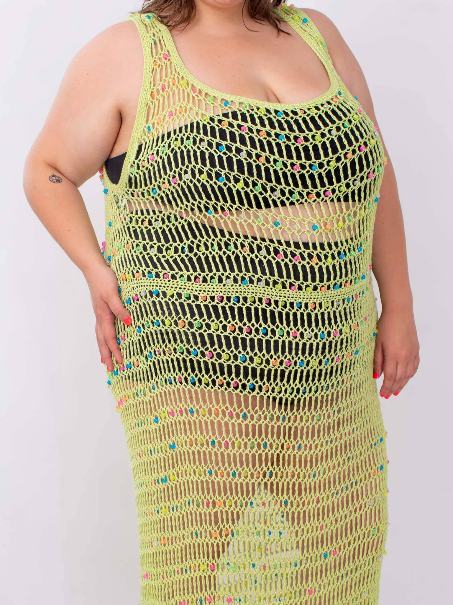 Flower Boy Ted - Green Beaded Crochet Dress