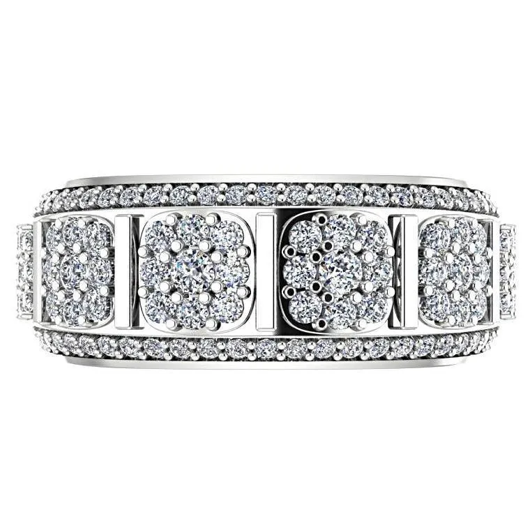 Flower Design Diamond Ring 14K White Gold