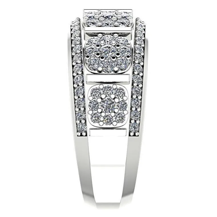 Flower Design Diamond Ring 14K White Gold