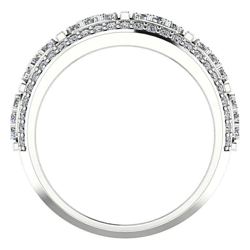 Flower Design Diamond Ring 14K White Gold
