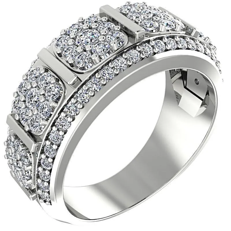 Flower Design Diamond Ring 14K White Gold
