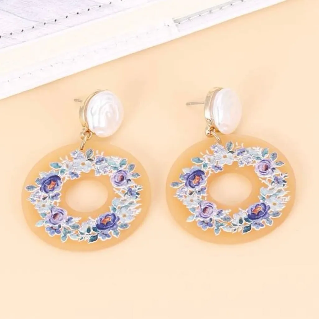 Flower Earrings - Blue Flower, Easter Earrings, Handmade Earrings, Flower Earrings, Flower Jewelry, Floral Accessories