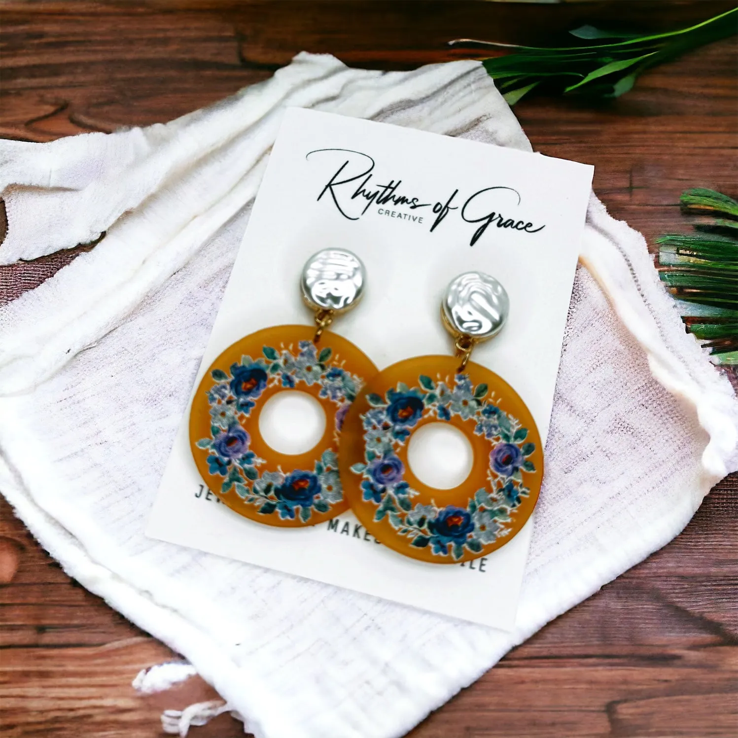 Flower Earrings - Blue Flower, Easter Earrings, Handmade Earrings, Flower Earrings, Flower Jewelry, Floral Accessories
