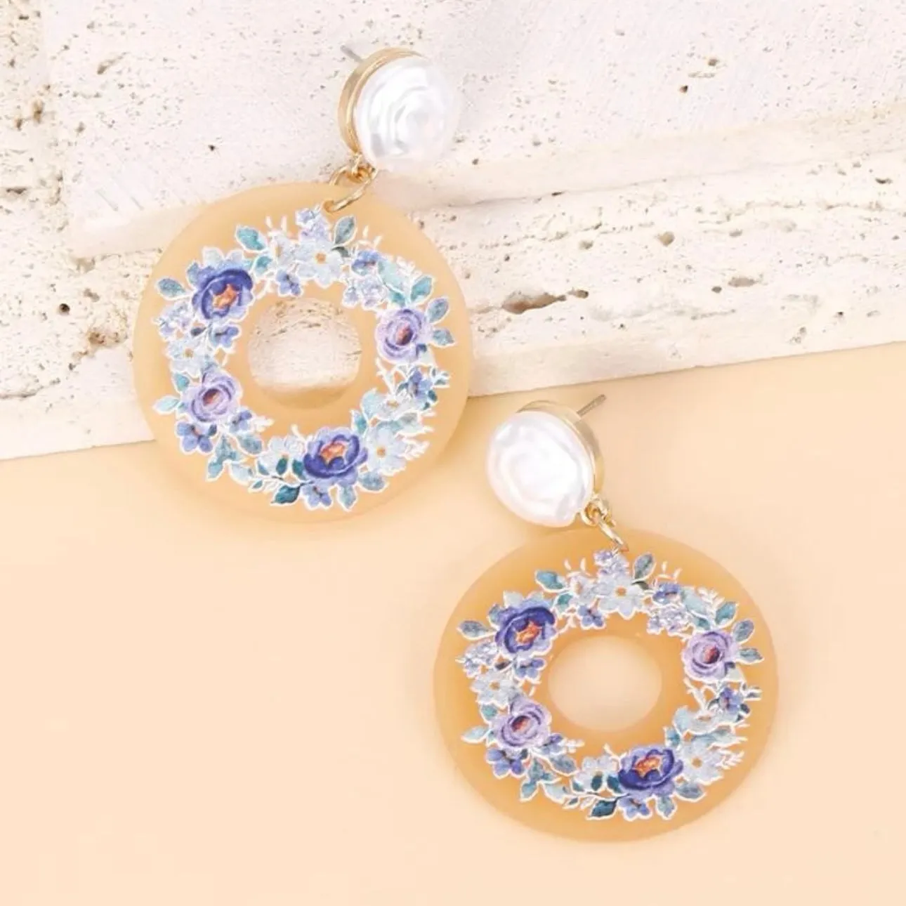 Flower Earrings - Blue Flower, Easter Earrings, Handmade Earrings, Flower Earrings, Flower Jewelry, Floral Accessories
