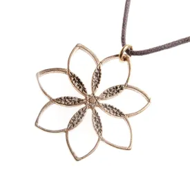 Flower Power! Peace Bronze Pendant Necklace on Adjustable Natural Fiber Cord (Wholesale)