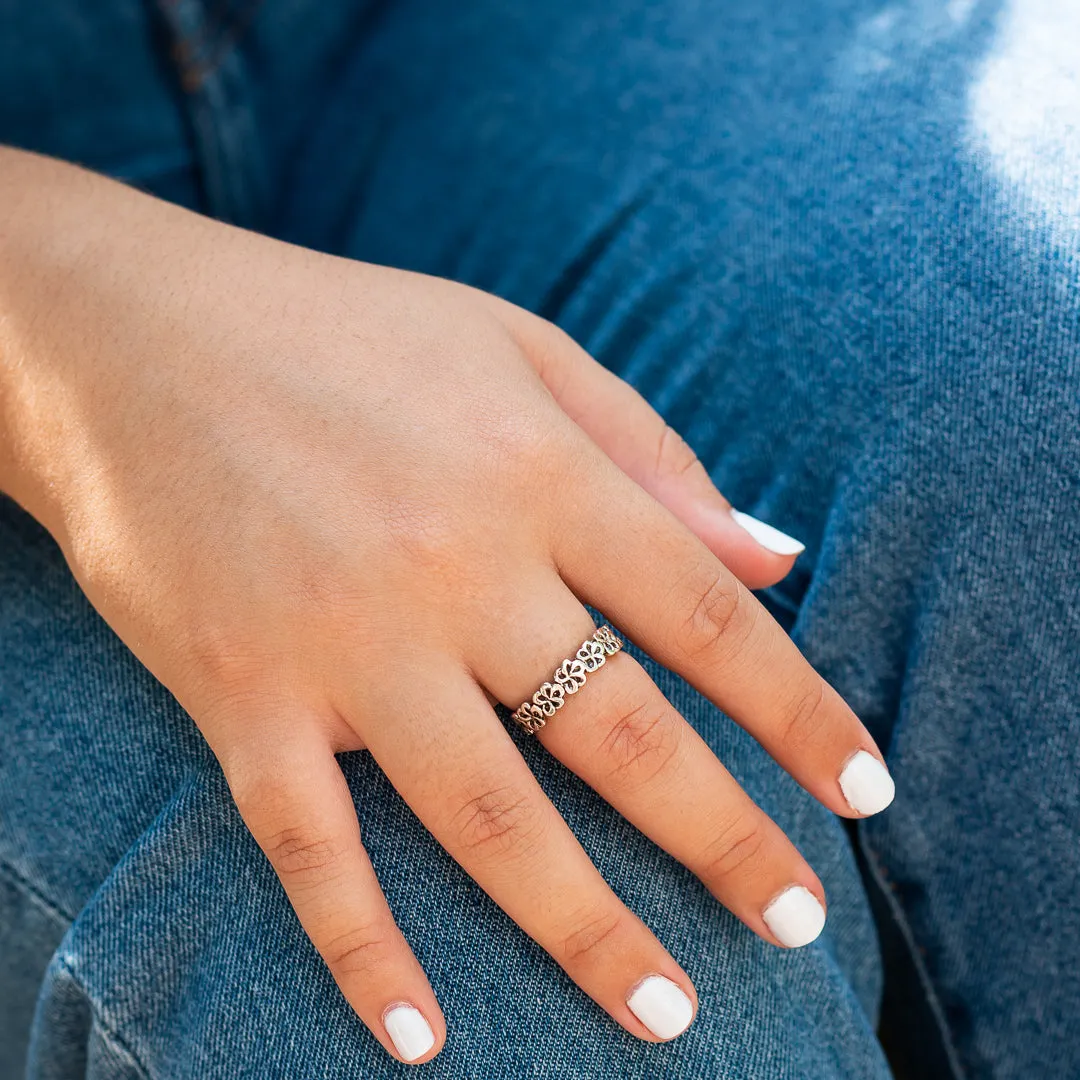 Frangipani Silver Stacking Ring