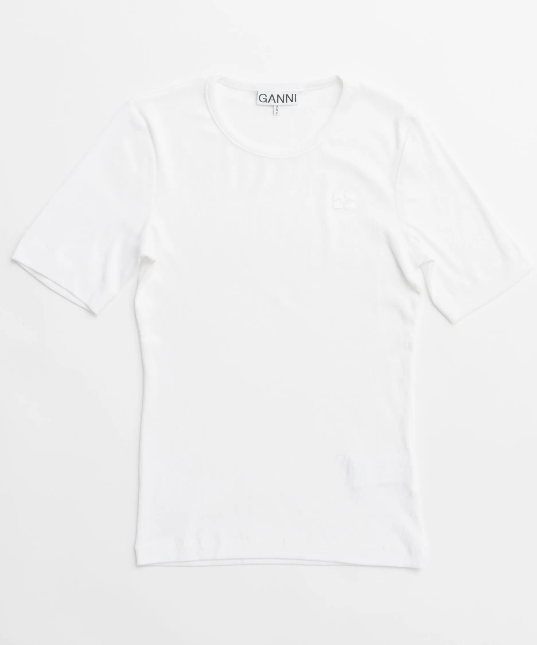 【GANNI】Soft Cotton Rib Short Sleeve T-shirt