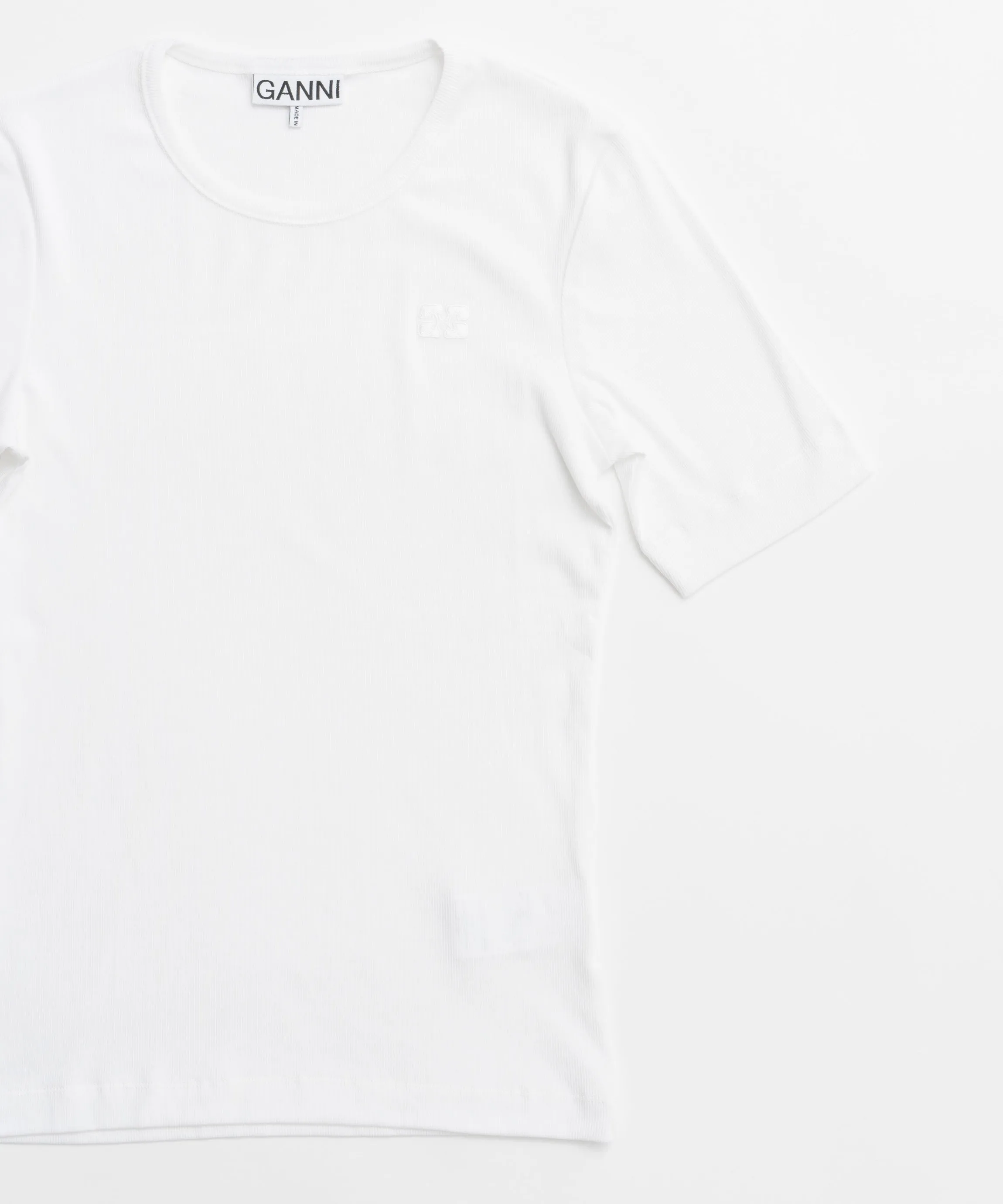 【GANNI】Soft Cotton Rib Short Sleeve T-shirt