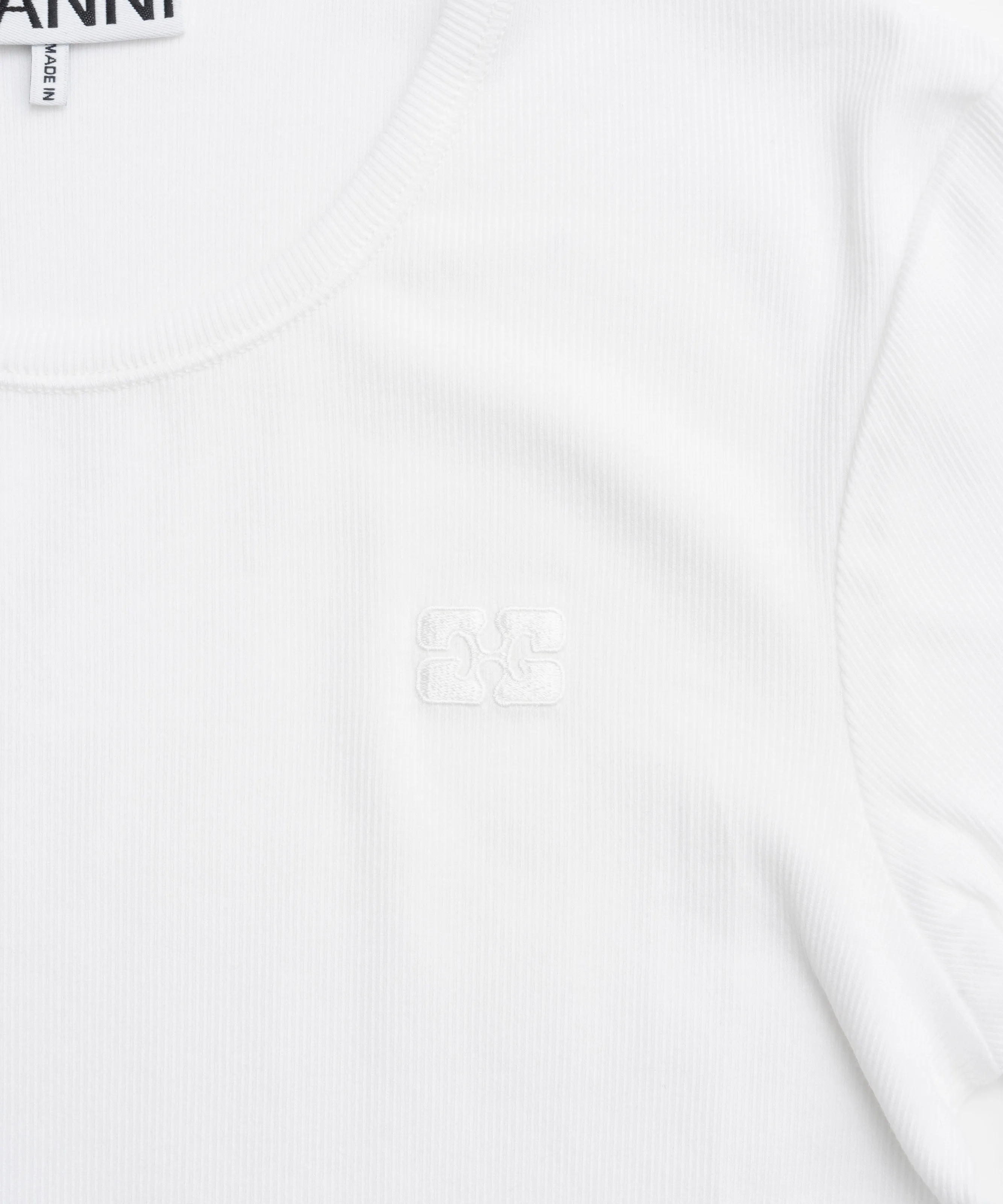 【GANNI】Soft Cotton Rib Short Sleeve T-shirt