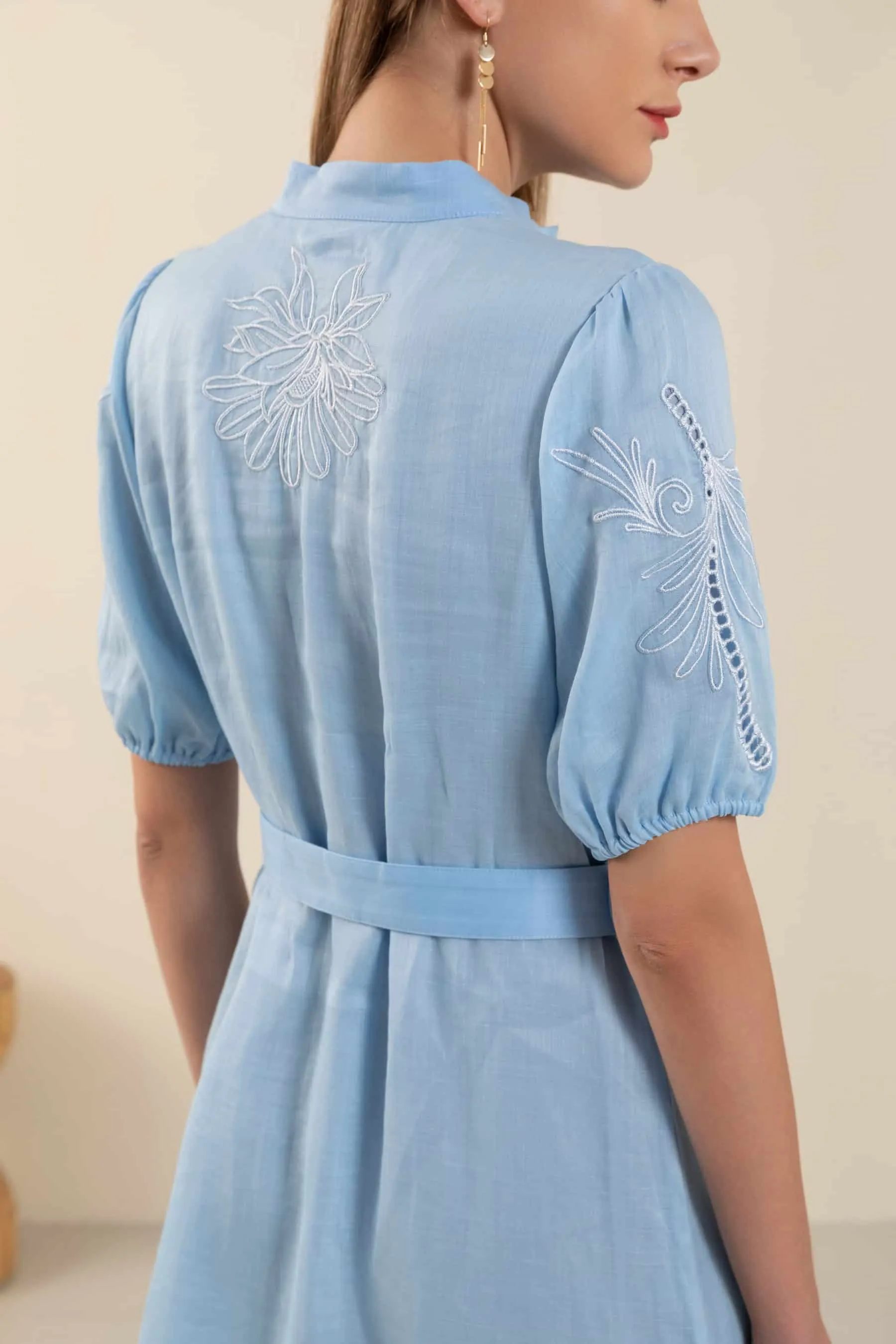 GDS Cecile Linen Short Dress | Clear Sky
