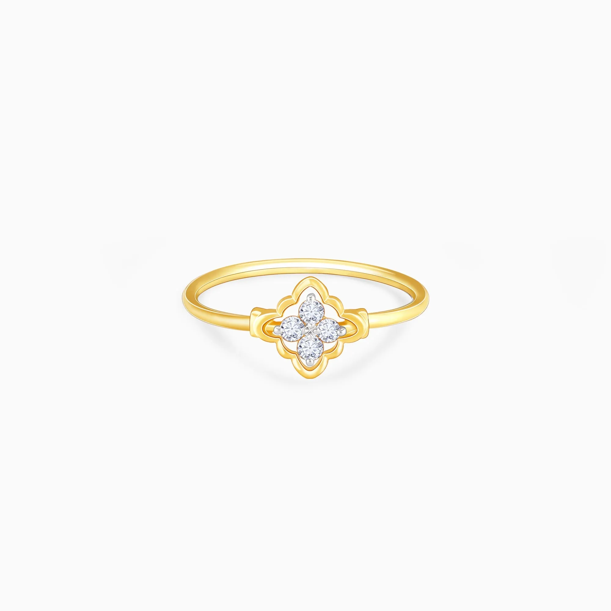 Gold Intricate Flower Diamond Ring