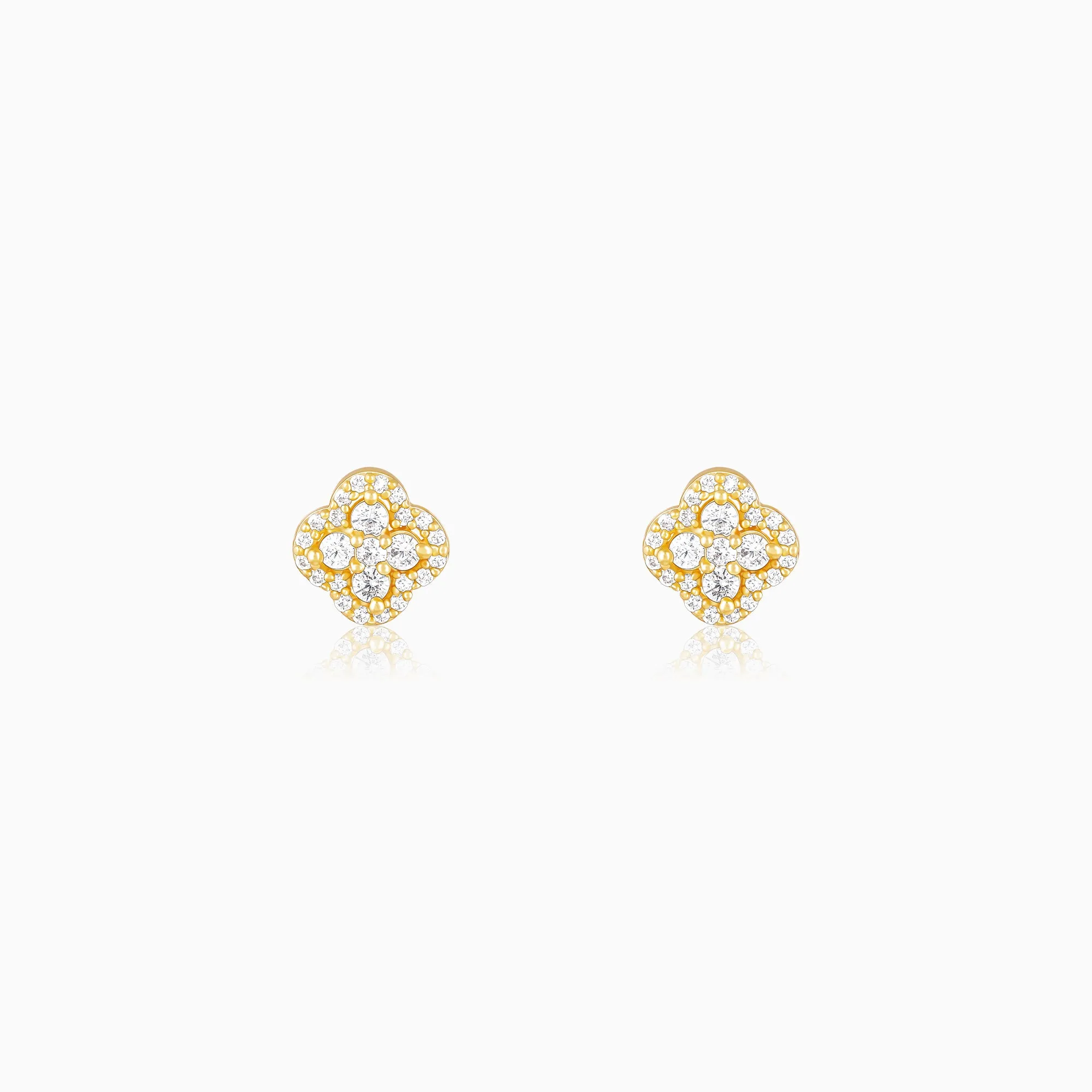 Golden Pansy Flower Earrings