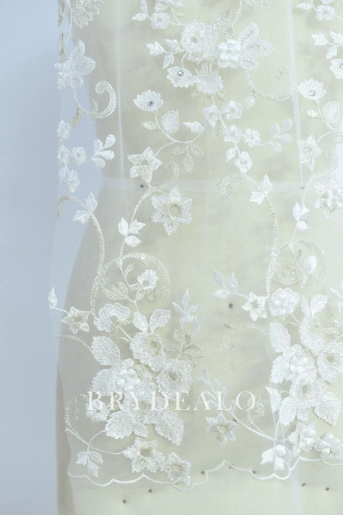 Gorgeous Beaded Flower Designer Lace Fabric Online