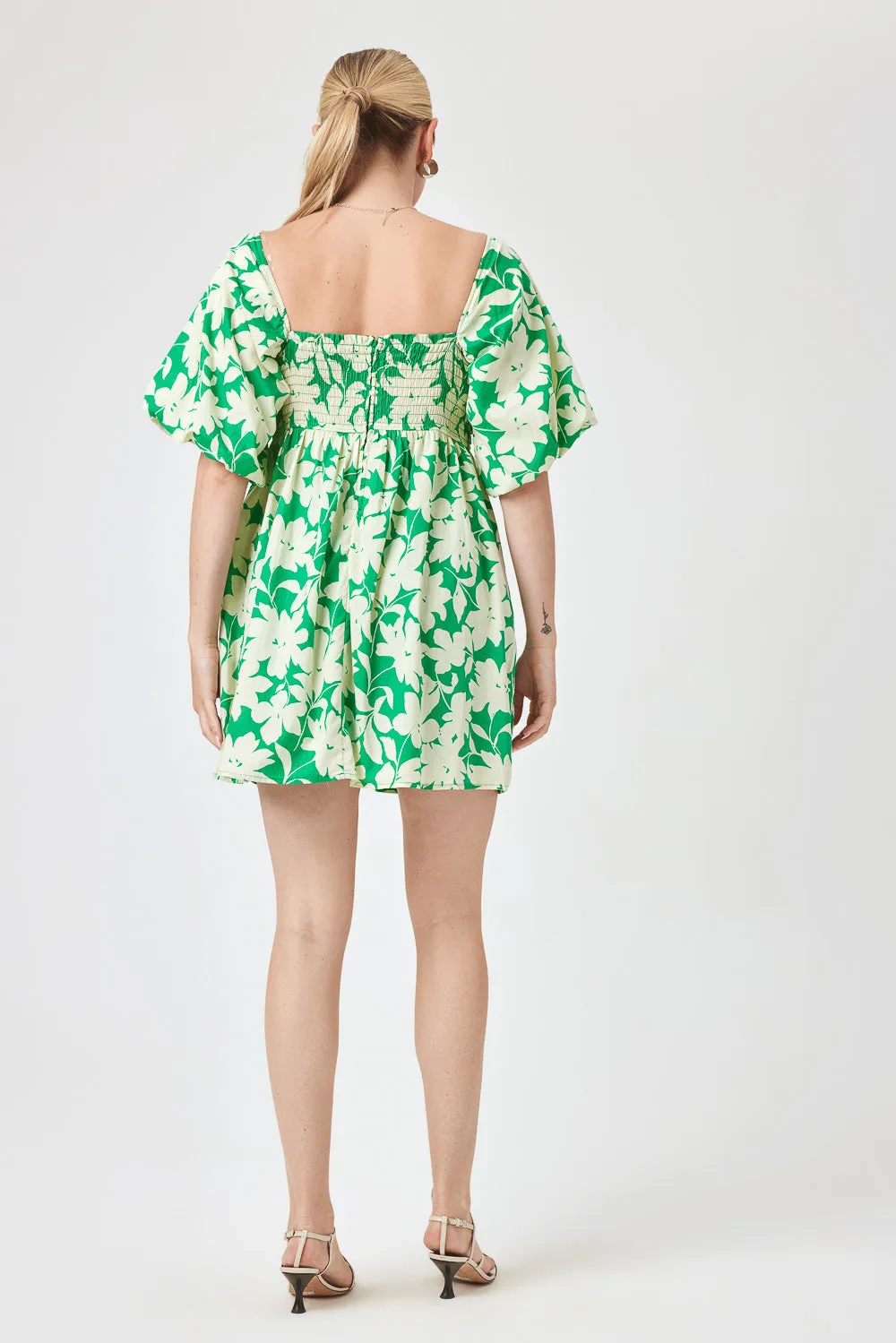 Green Floral Twist Dress