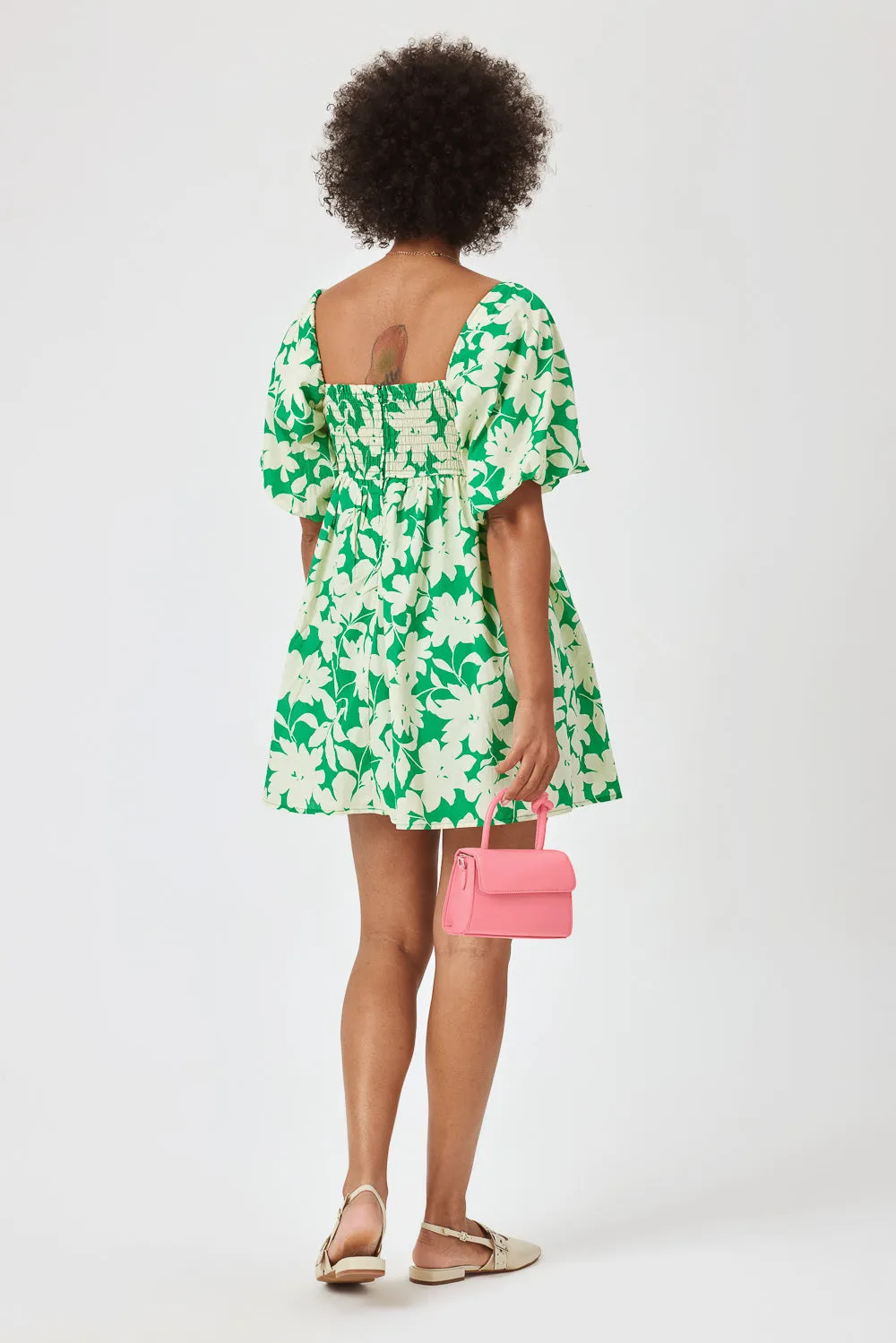 Green Floral Twist Dress