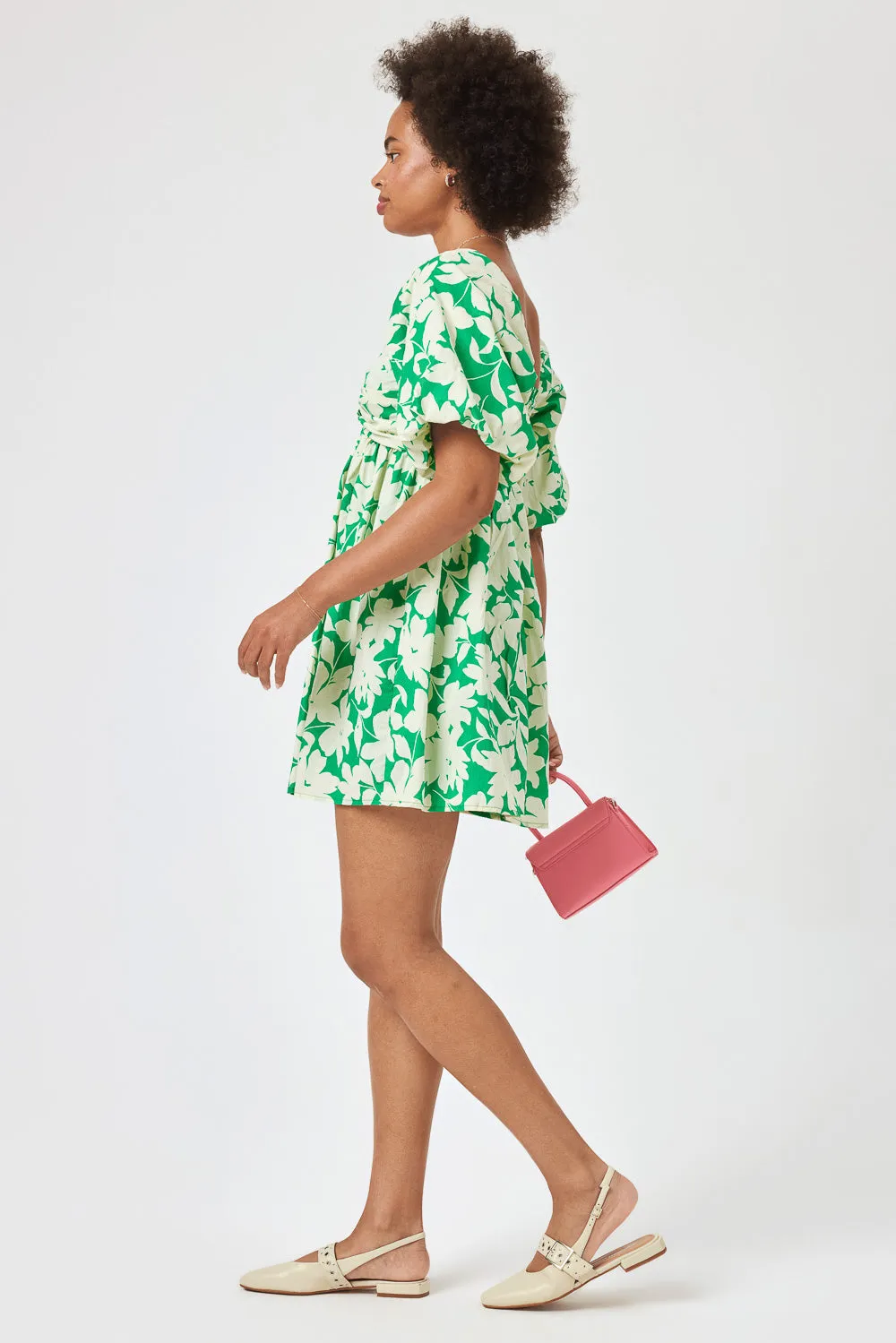 Green Floral Twist Dress