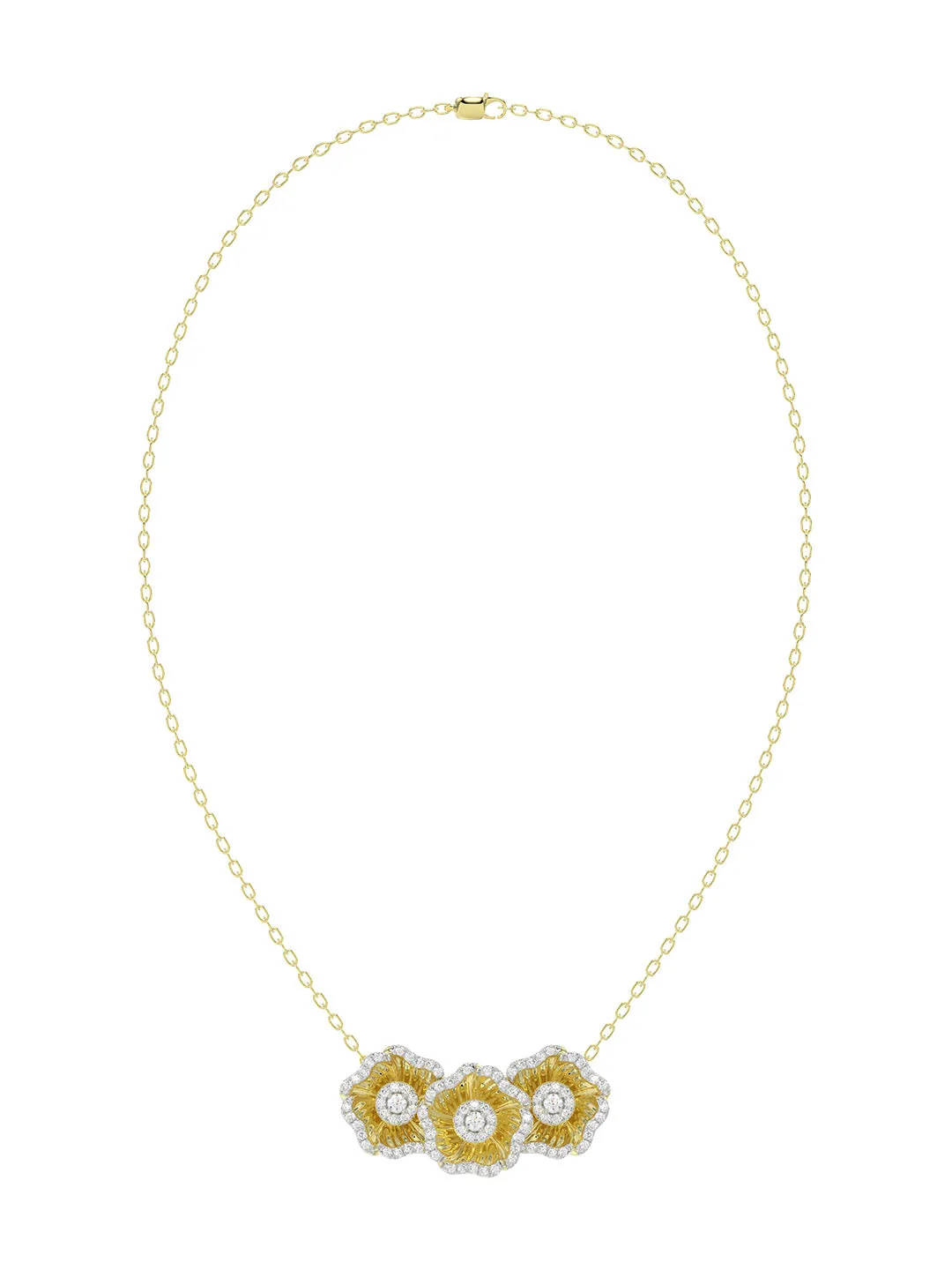 Halo Flower Yellow Pendant Necklace