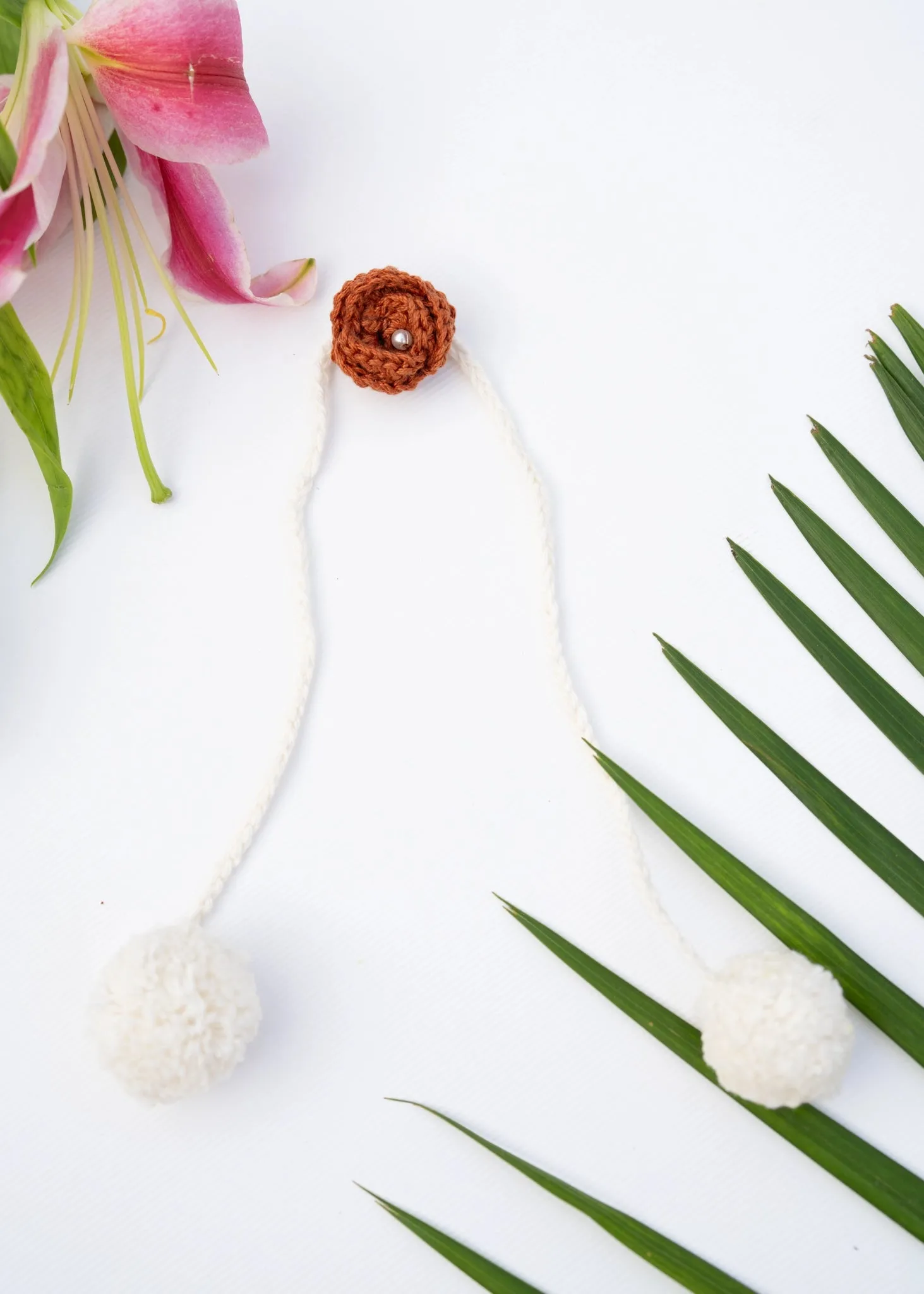 Handmade Crochet Flower Rakhi for Infants and Kids | Chocolate Brown