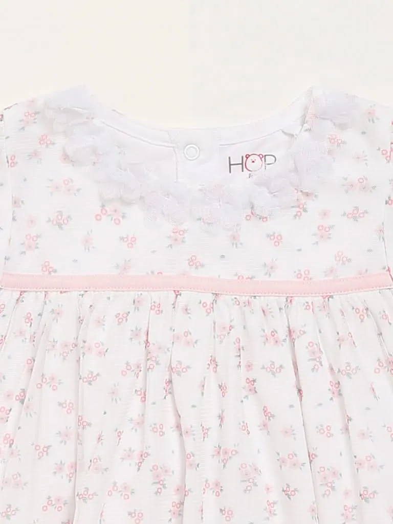 HOP Baby White Floral Printed Dress