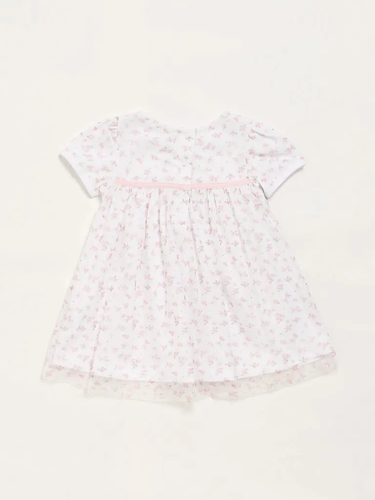 HOP Baby White Floral Printed Dress