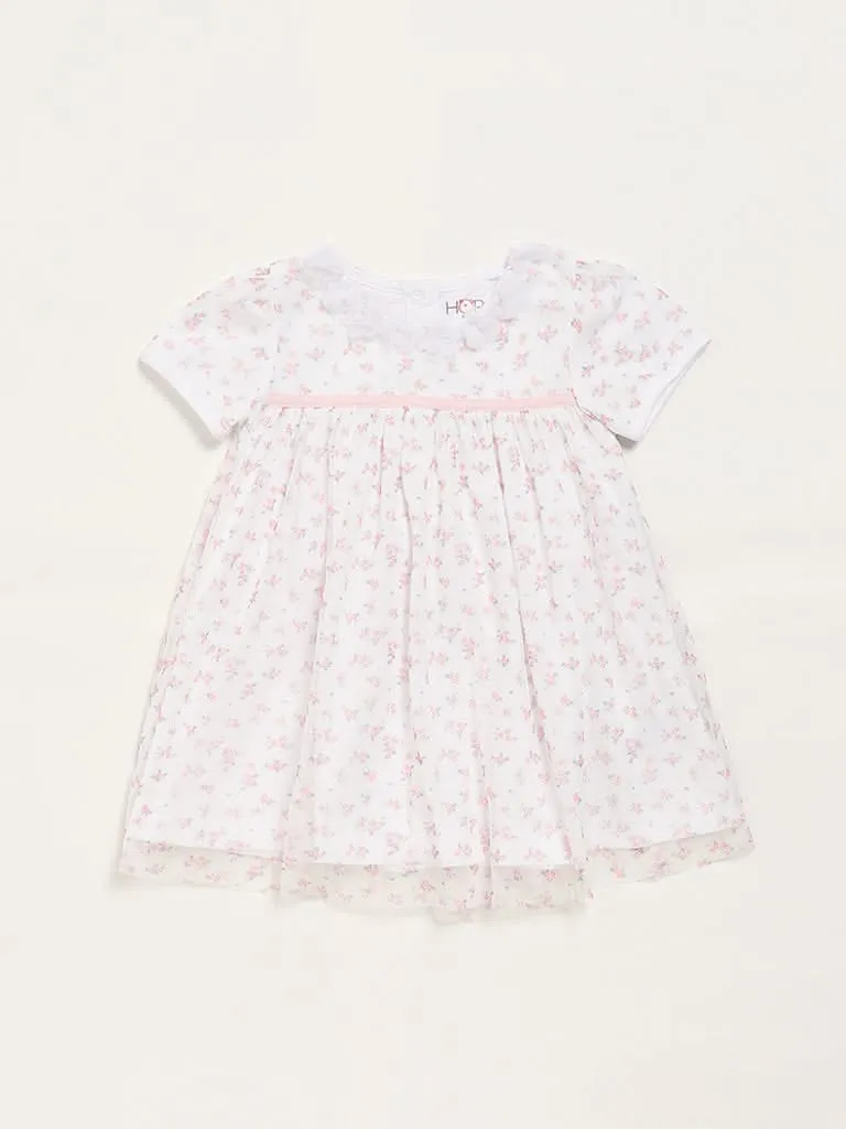HOP Baby White Floral Printed Dress