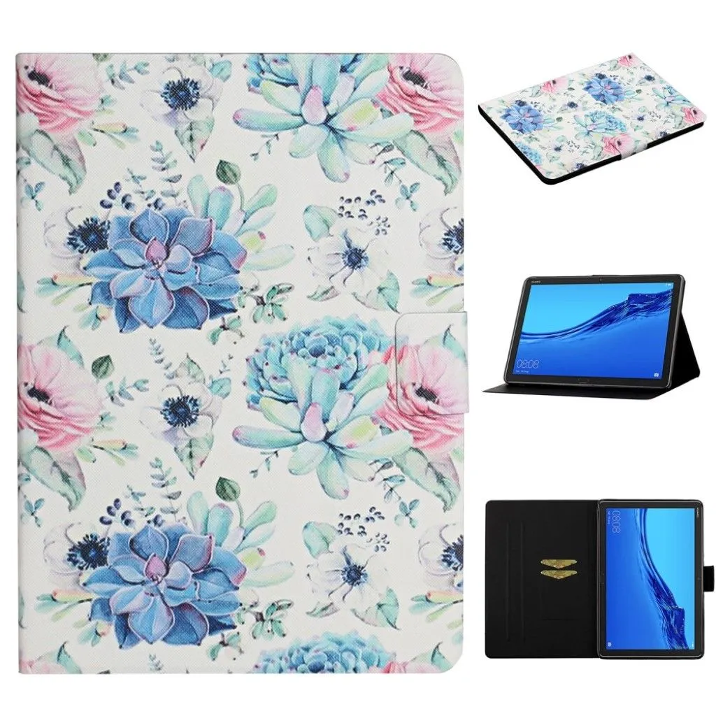 Huawei MediaPad M5 Lite 10 pattern leatherflip case - Blue Flower