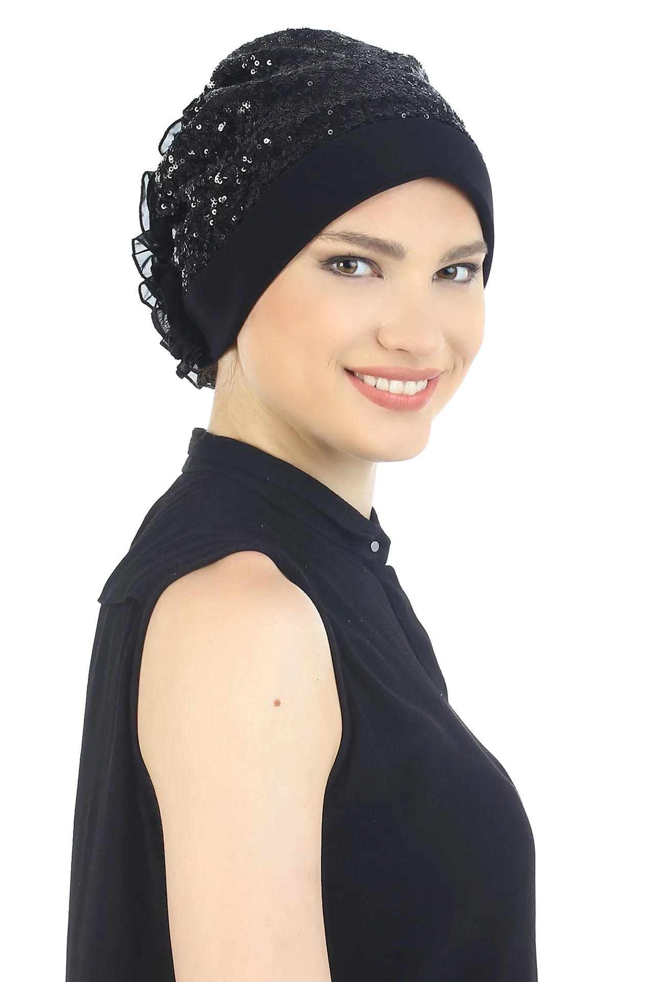Lace Headwear with Ruffle Flower