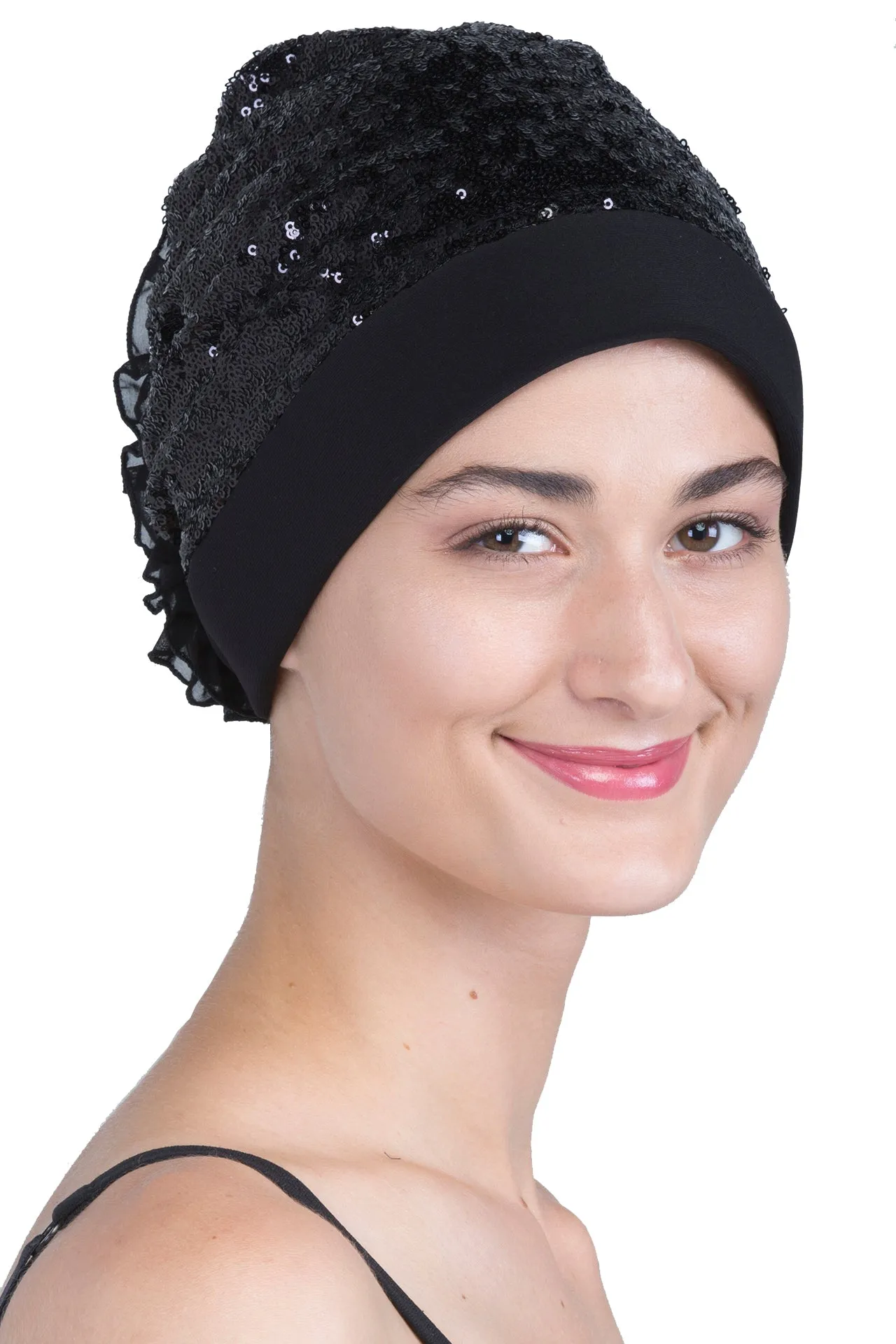 Lace Headwear with Ruffle Flower