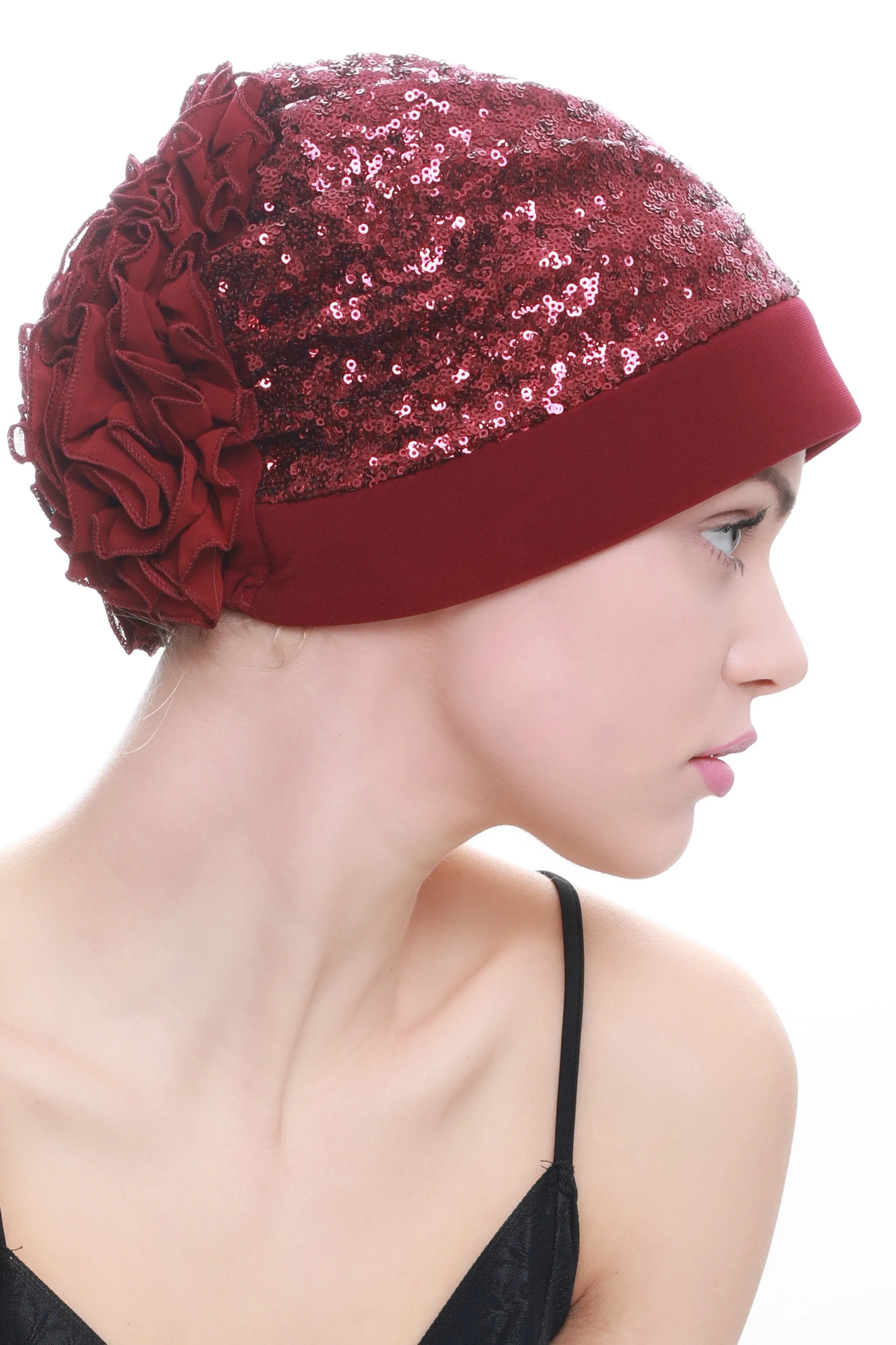 Lace Headwear with Ruffle Flower