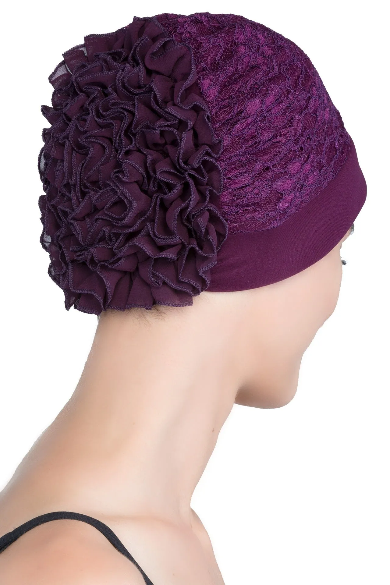Lace Headwear with Ruffle Flower