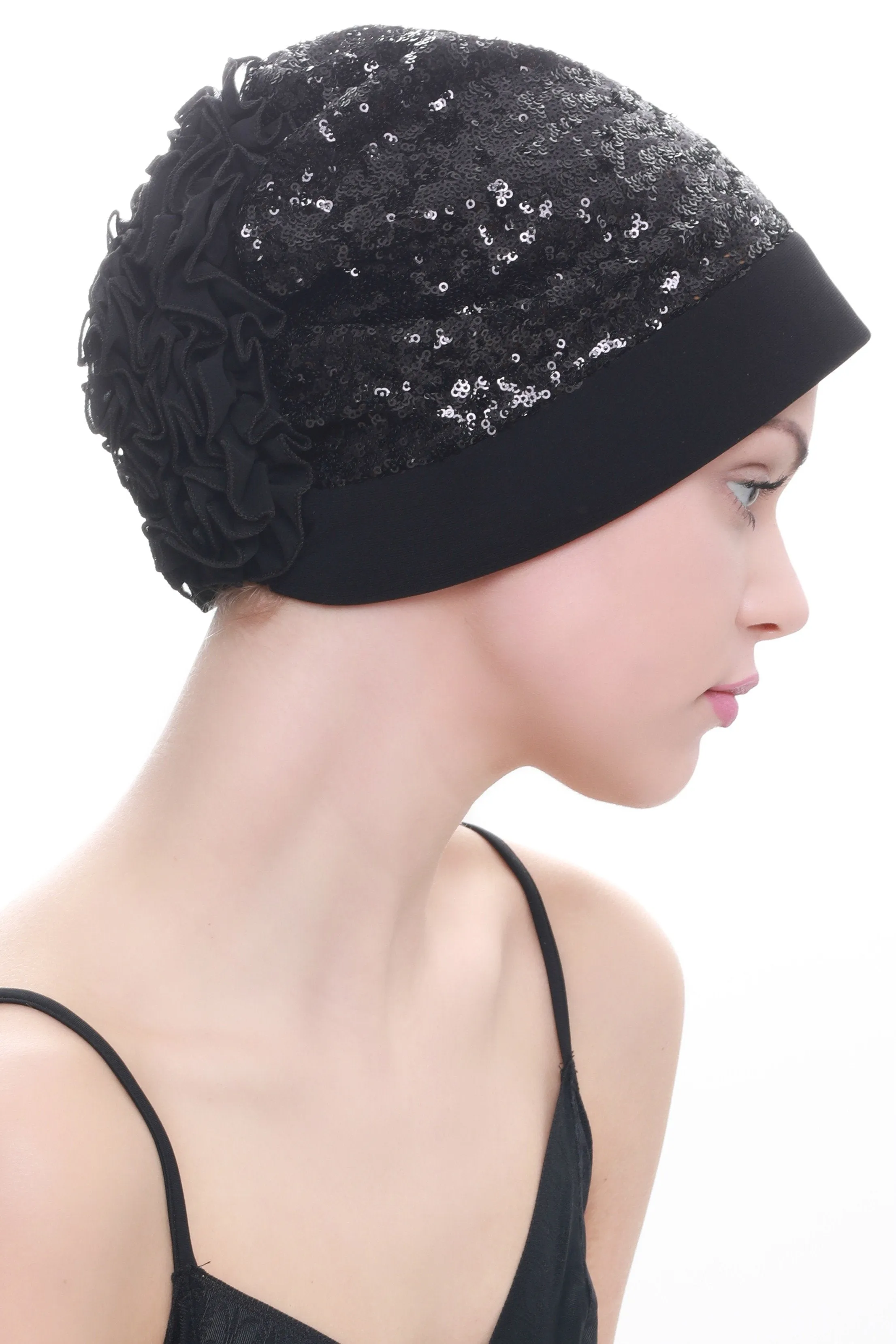 Lace Headwear with Ruffle Flower