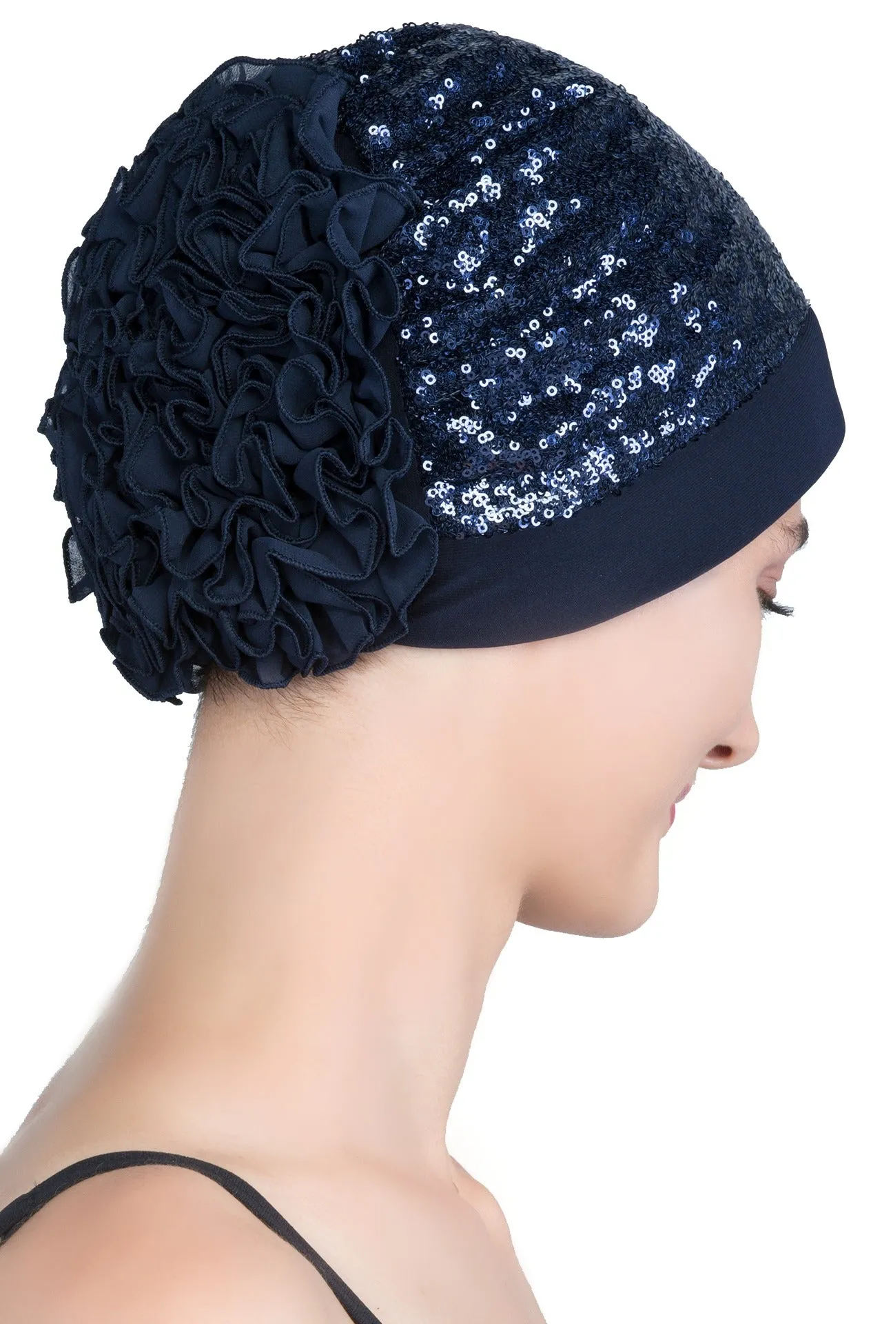Lace Headwear with Ruffle Flower