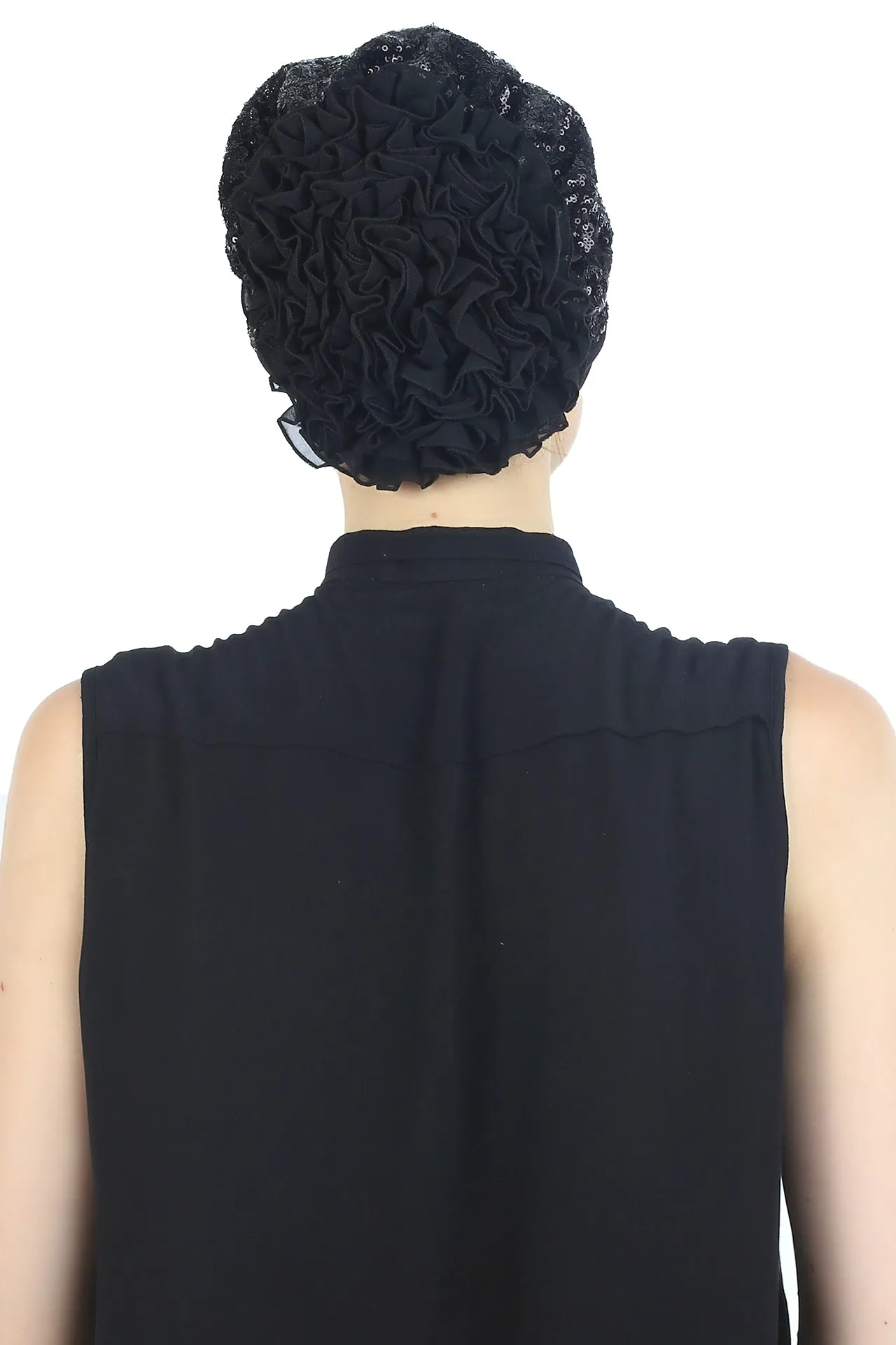 Lace Headwear with Ruffle Flower