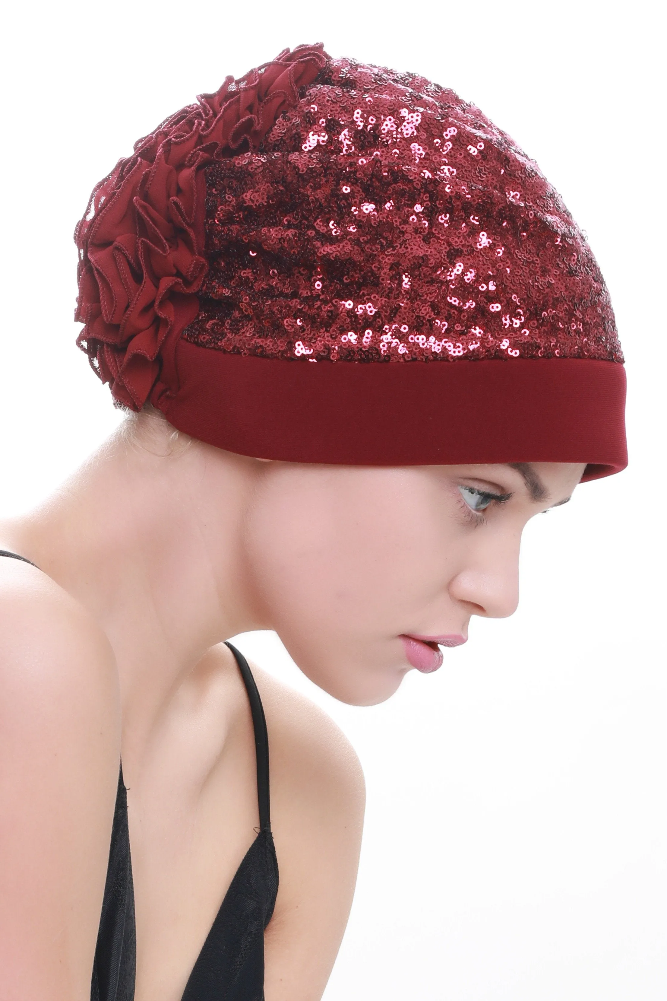 Lace Headwear with Ruffle Flower