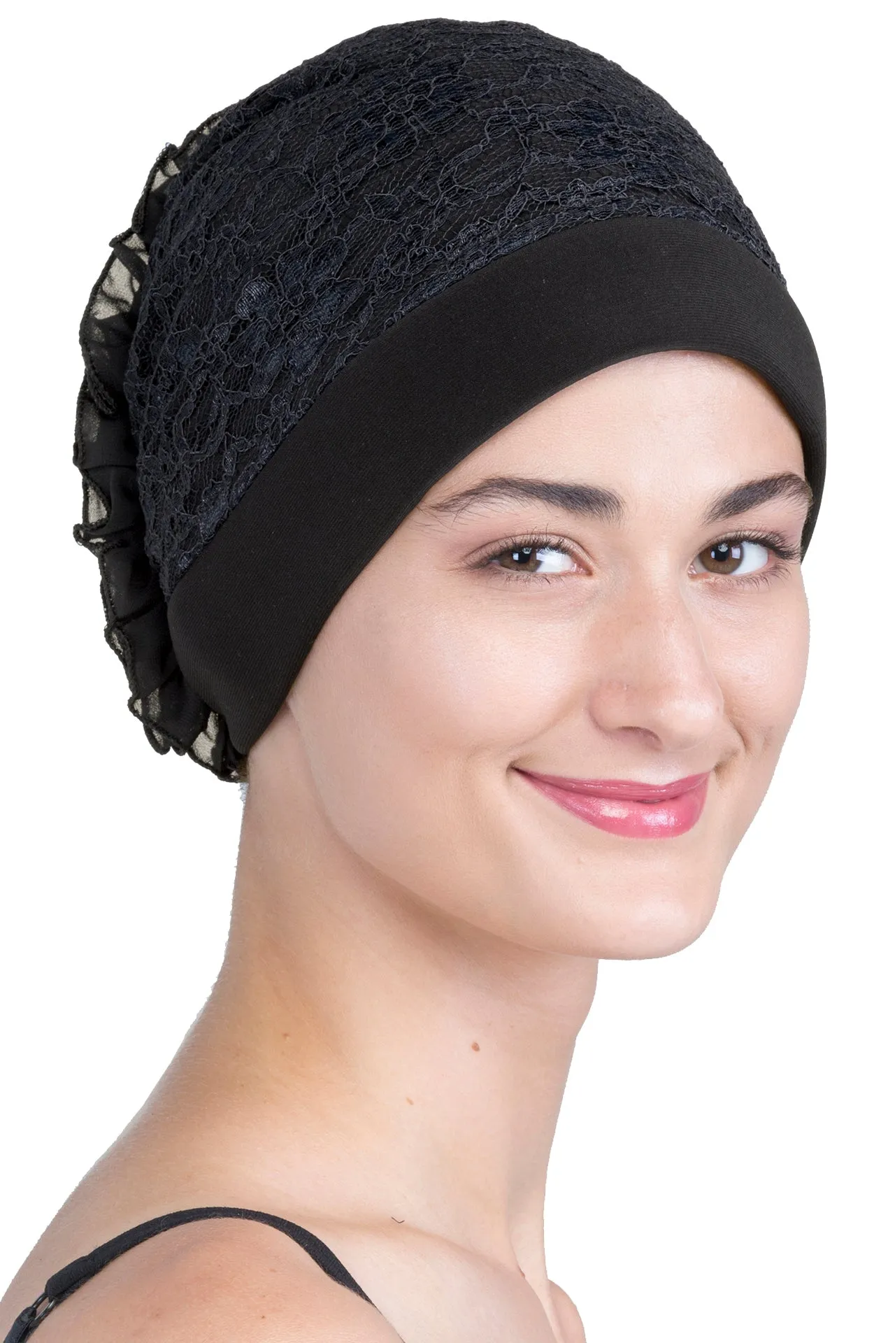 Lace Headwear with Ruffle Flower