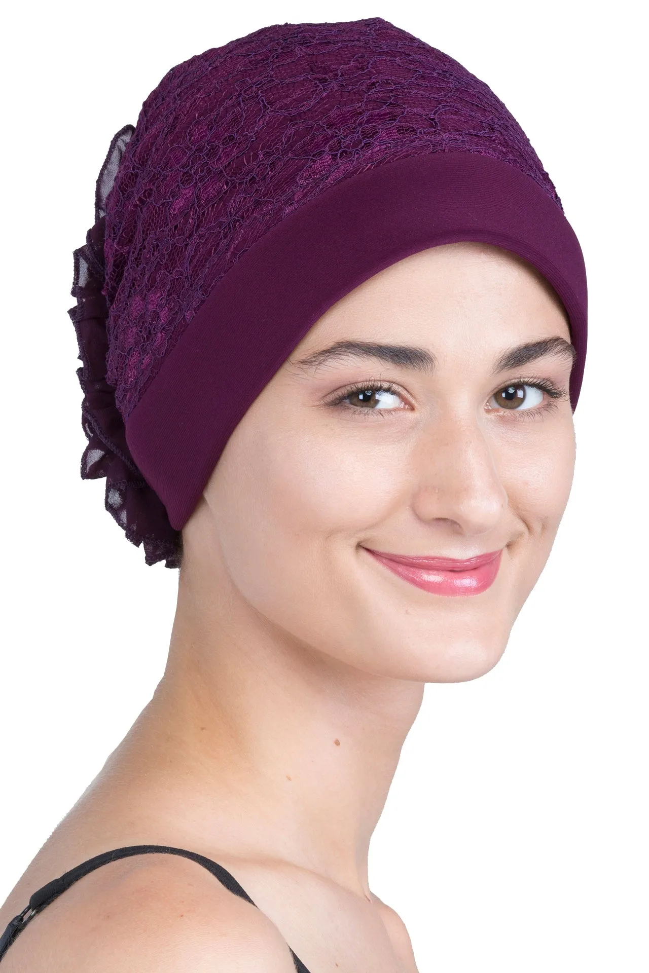 Lace Headwear with Ruffle Flower