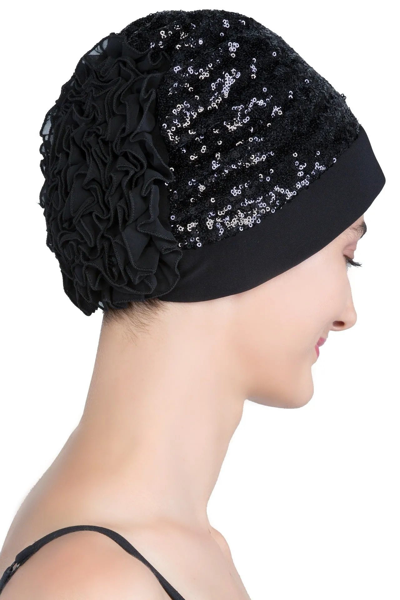 Lace Headwear with Ruffle Flower