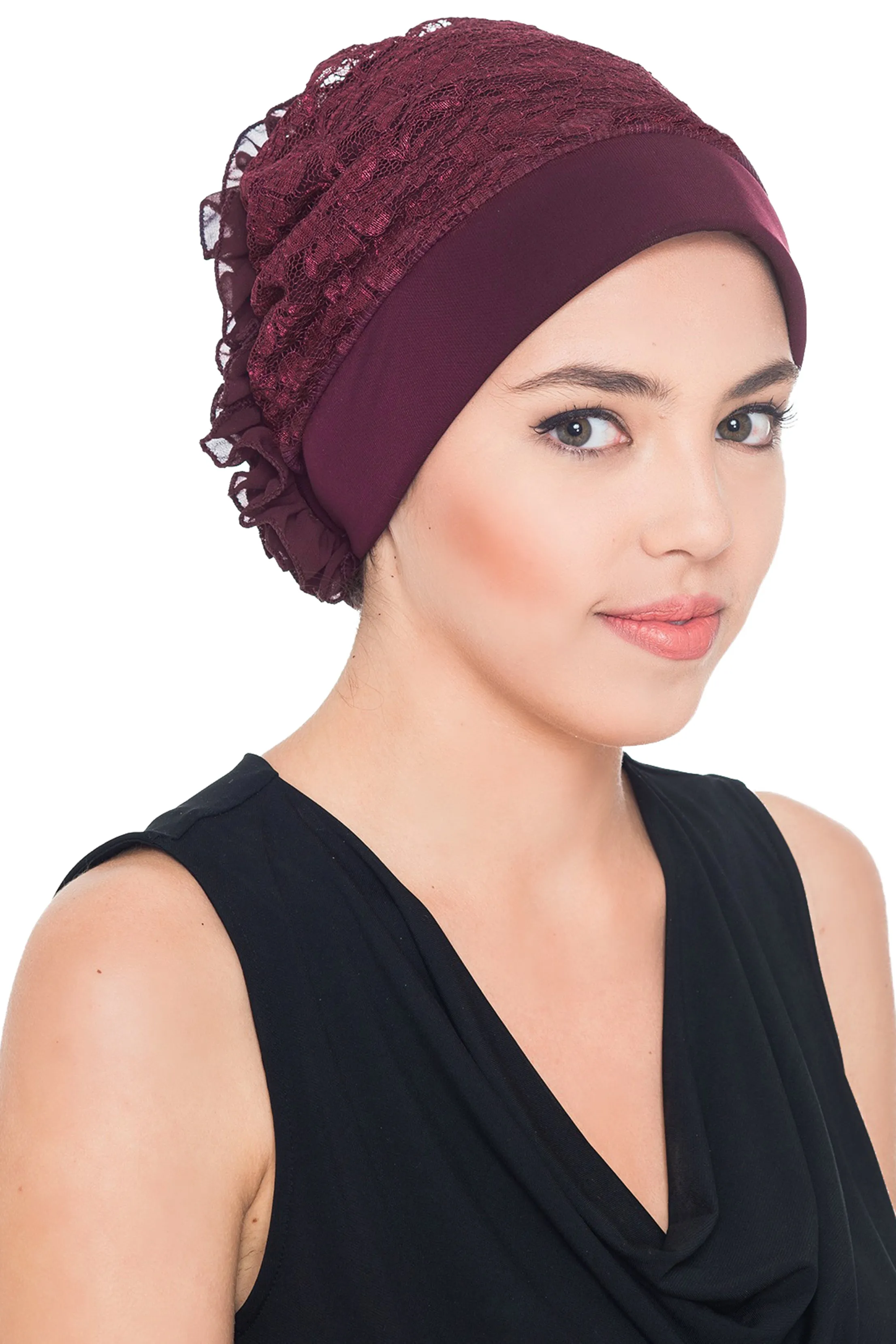 Lace Headwear with Ruffle Flower