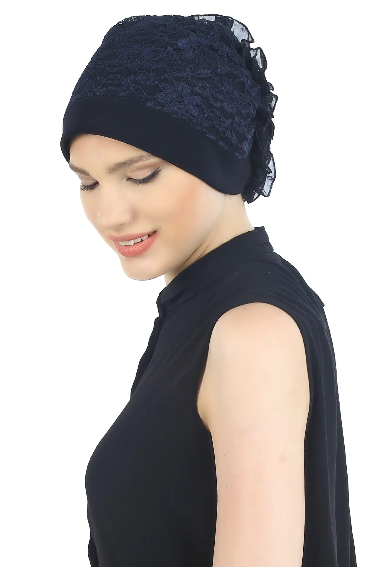 Lace Headwear with Ruffle Flower
